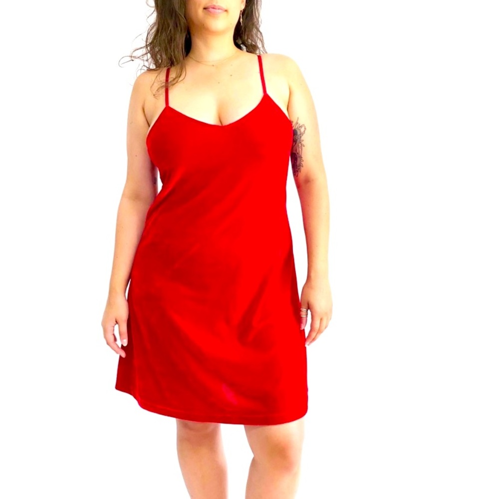 Vintage 90s Red Velvet Dress